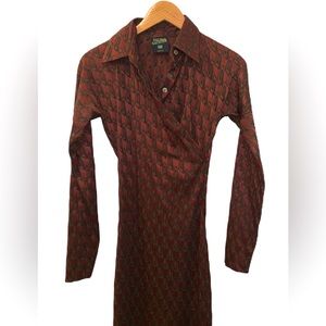 VTG Jean Paul Gaultier Femme Black & Burgundy Brocade Dress Size 4